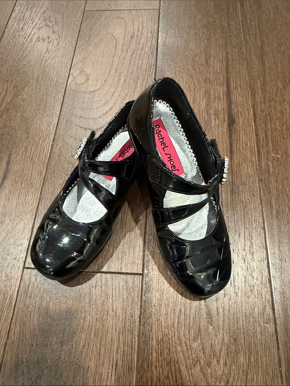 Rachel Shoes Black Patent Mary Jane Shoes - Rhinestone Buckle Size 13 - C11-741